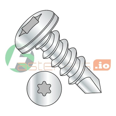 Newport Fasteners Self-Drilling Screw, #14 x 3 in, Zinc Plated Steel Pan Head Torx Drive, 600 PK 532792